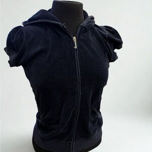 Juicy Couture Navy Short-Sleeve Zip Hoodie